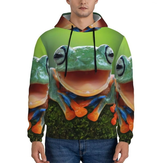 Lsque Tree Frog Pattern Casual Men's Hoodie,Hooded Sweatshirt with Kangaroo Pocket,Pullover Hoodie-4X-Large