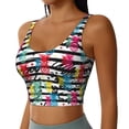 thumbnail image 1 of Lsque Trendy Colorful Pineapples 1 Printed Women'S Sports Bra, Compression, Moisture Wicking, High-Impact Sports Bra For Women,Supportive sports bra-Large, 1 of 9