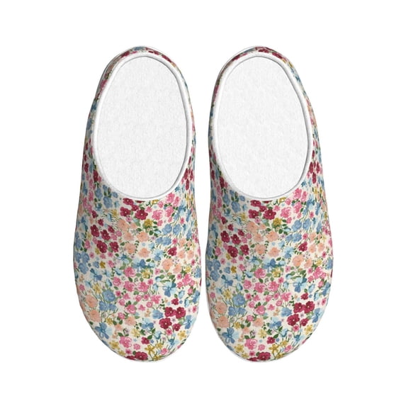 Lsque Trendy Floral Design Pattern Womens Comfort Cotton on Scuff With Memory Foam and Anti-skid Sole Slipper-46/47