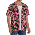 thumbnail image 1 of Lsque Trendy Floral print Men's Cuban Collar Short Sleeve Shirt Summer Beachwear Casual Button Down Fashionable Vacation Leisure Shirt-Medium, 1 of 7