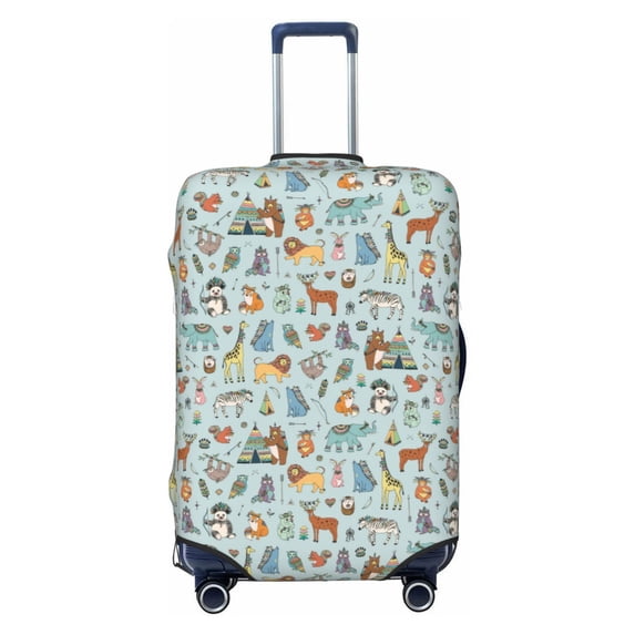 Lsque Tribal Animals Printed Luggage Cover, Travel Luggage Protector,Scratch and Dirt Resistant, Fits 18-32 Inch Luggage - Small
