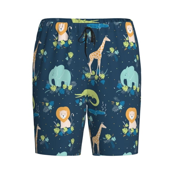 Lsque Tropical Animals Mens Sleep Pajama Shorts,Short Pajama Pants, Cotton Ultra-Soft Knit-Medium