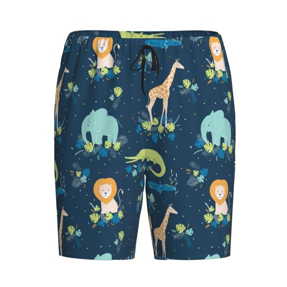 Lsque Tropical Animals Mens Sleep Pajama Shorts,Short Pajama Pants, Cotton Ultra-Soft Knit-Small