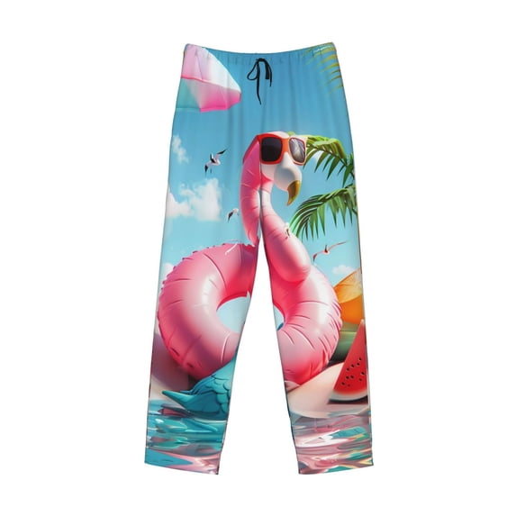 Lsque Tropical Flamingo Pool Float Print Men's Pajama Pants, Lounge Pant - Comfortable Home Wear,Elastic Waistband, Stylish Design-XX-Large