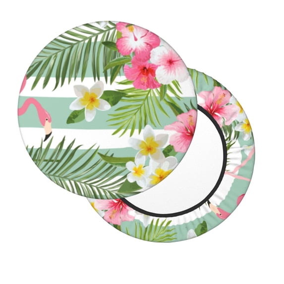 Lsque Tropical Flamingo Round Bar chair cushion covers Velvet Fabric Premium Comfort Protects from Scratches and Stains for 14-17 Inch Chair- 12 inch