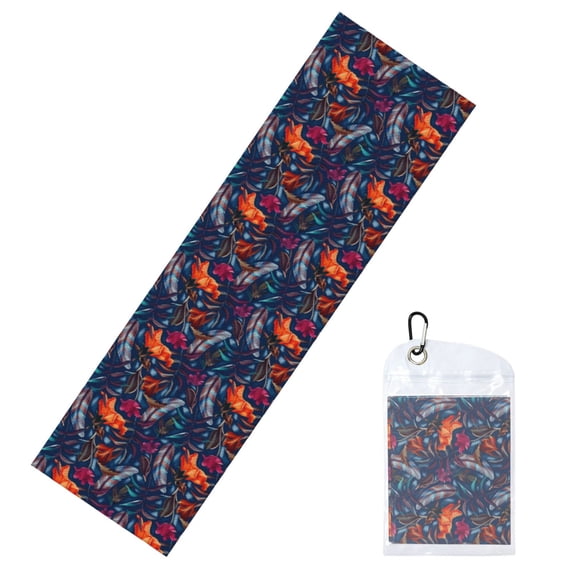 Lsque Tropical Flower Printed Cooling Towel (40"x 12"), Ice Towel, Microfiber, Soft Breathable Chilly Towel for Yoga, Sport, Gym, Workout, Fitness, Running
