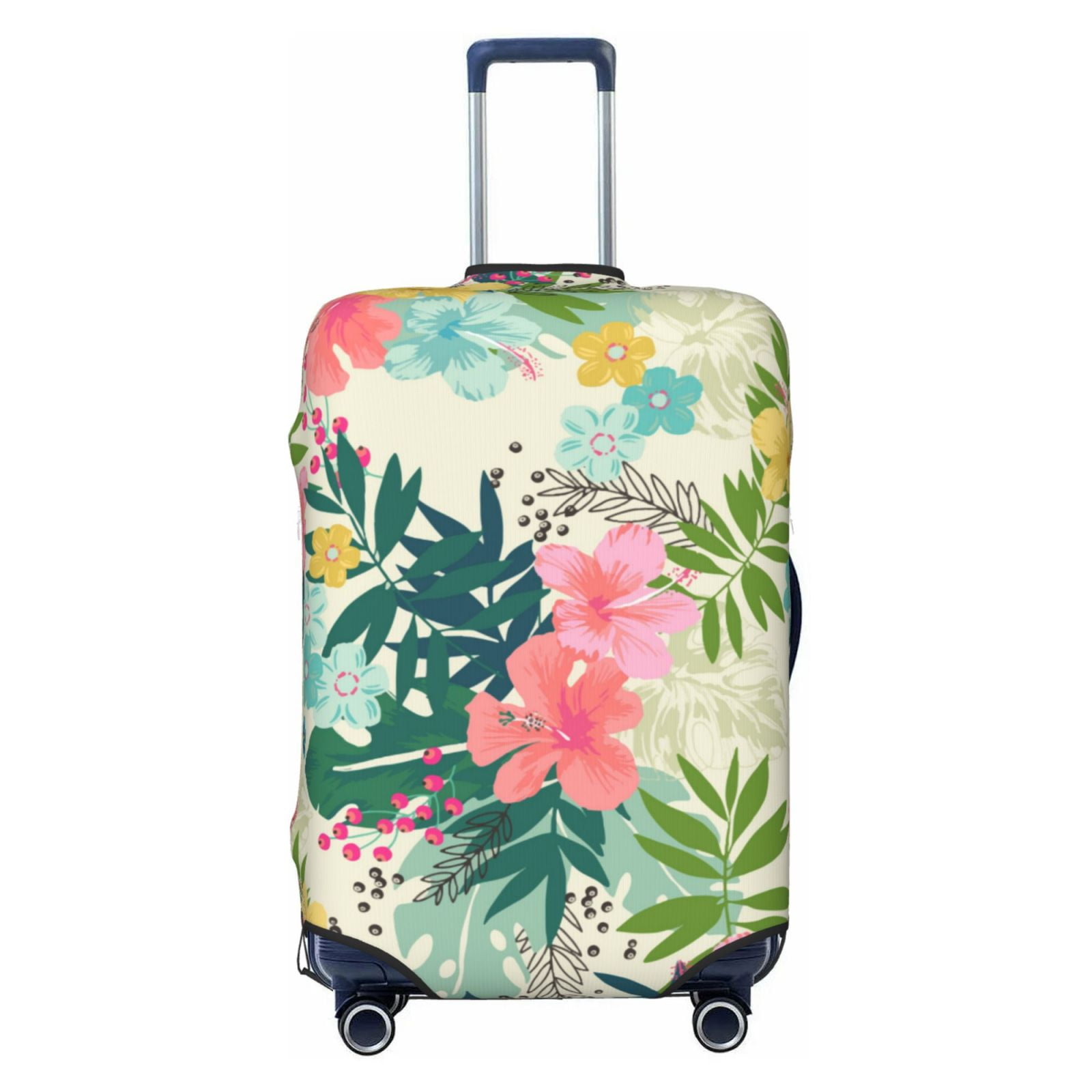 Tropical Flamingo Hibiscus Hawaiian Floral Pattern Print Luggage Cover Protector