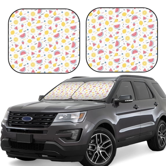 Lsque Tropical Fruit 2 PCS Windshield Sun Shade | CarFoldable Window Covers | Car Accessories Reflect UV for Universal Cars SUV Truck | Small