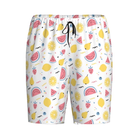 Lsque Tropical Fruit Mens Sleep Pajama Shorts,Short Pajama Pants, Cotton Ultra-Soft Knit-Large