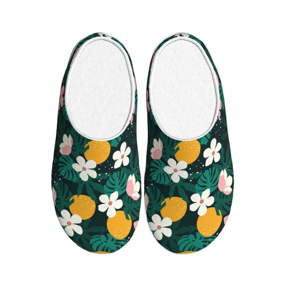 Lsque Tropical Fruit Pattern Womens Comfort Cotton on Scuff With Memory Foam and Anti-skid Sole Slipper-44/45