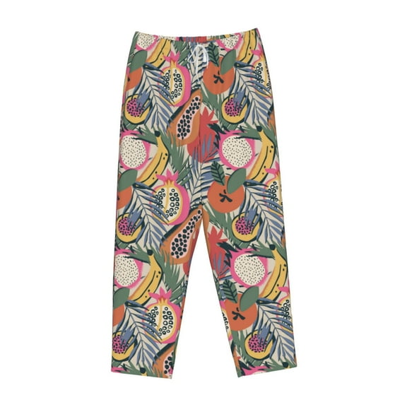Lsque Tropical Fruit Print Women's Pajama Pants, Lounge Pant - Comfortable Home Wear,Elastic Waistband, Stylish Design-X-Large