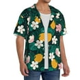 thumbnail image 1 of Lsque Tropical Fruit print Men's Cuban Collar Short Sleeve Shirt Summer Beachwear Casual Button Down Fashionable Vacation Leisure Shirt-Large, 1 of 7