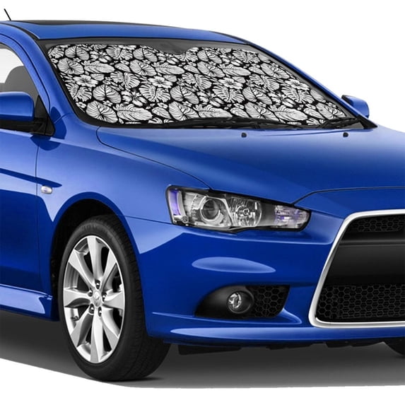 Lsque Tropical Leaves Car Windshield Sun Shade | Accordion Folding Style Auto Shade for Car Truck SUV Van | Blocks UV Rays Sun Visor Protector | Small