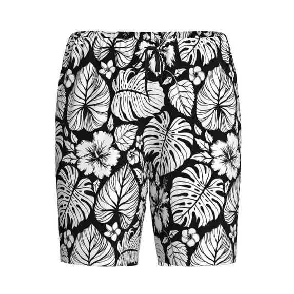 Lsque Tropical Leaves Mens Sleep Pajama Shorts,Short Pajama Pants, Cotton Ultra-Soft Knit-Medium
