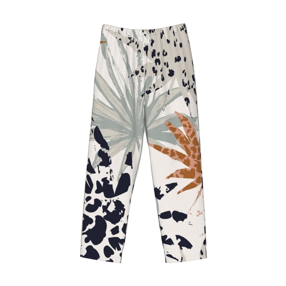 Lsque Tropical Leaves Print Men's Pajama Pants, Lounge Pant - Comfortable Home Wear,Elastic Waistband, Stylish Design-X-Large