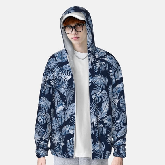 Lsque Tropical Leaves UPF 50+ Lightweight Sun Protection Men's Women's Long Sleeve Shirt, Hoodie Performance -Medium