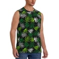 thumbnail image 1 of Lsque Tropical Leaves1 Print Men's Cotton Blend Sleeveless Muscle Shirts (S-3XL)- Moisture Wicking, Odor Protection, UPF 30+,XX-Large, 1 of 8