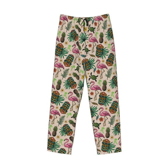 Lsque Tropical Mask Flamingo Print Men's Pajama Pants, Lounge Pant - Comfortable Home Wear,Elastic Waistband, Stylish Design-Medium