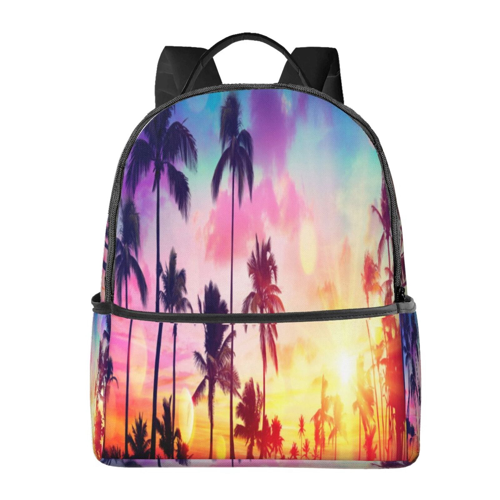 Lsque Tropical Palm Tree at Sunset Pattern Backpack – School Travel ...