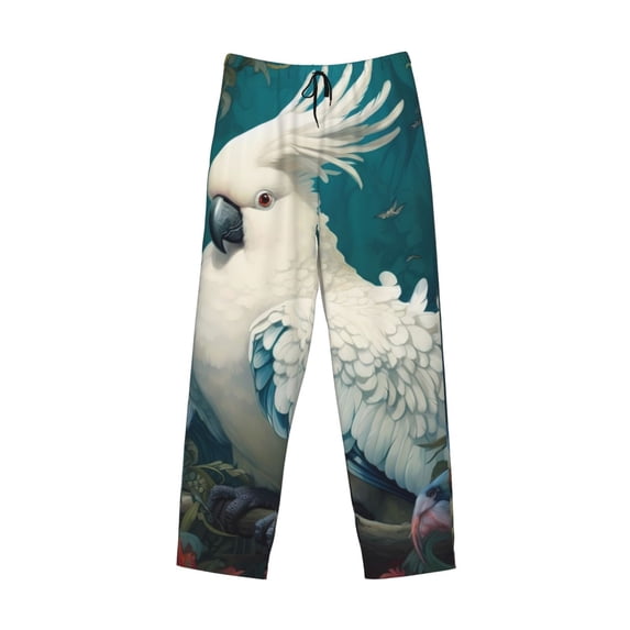 Lsque Tropical Parrot Floral Artwork Print Men's Pajama Pants, Lounge Pant - Comfortable Home Wear,Elastic Waistband, Stylish Design-Large