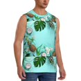 thumbnail image 1 of Lsque Tropical Pineapple Print Men's Cotton Blend Sleeveless Muscle Shirts (S-3XL)- Moisture Wicking, Odor Protection, UPF 30+,3X-Large, 1 of 8