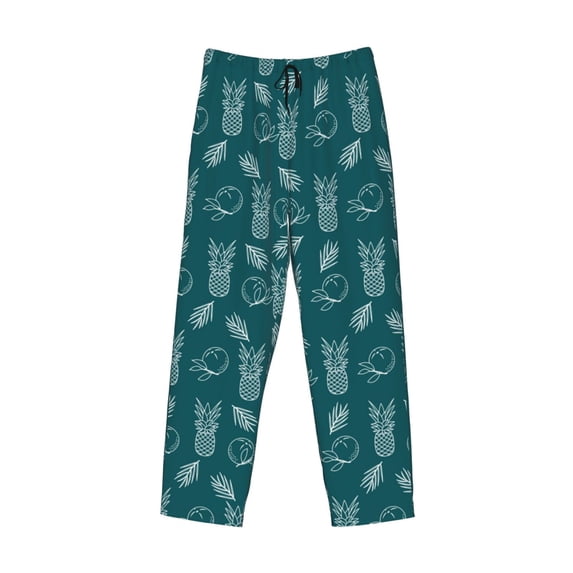 Lsque Tropical Pineapple Print Men's Pajama Pants, Lounge Pant - Comfortable Home Wear,Elastic Waistband, Stylish Design-X-Large