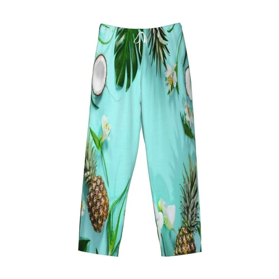 Lsque Tropical Pineapple Print Men's Pajama Pants, Lounge Pant - Comfortable Home Wear,Elastic Waistband, Stylish Design-XX-Large