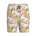 thumbnail image 1 of Lsque Tropical Pink Flamingo Pineapple Mens Sleep Pajama Shorts,Short Pajama Pants, Cotton Ultra-Soft Knit-Medium, 1 of 9