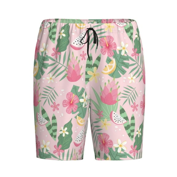 Lsque Tropical Pitaya Mens Sleep Pajama Shorts,Short Pajama Pants, Cotton Ultra-Soft Knit-Small