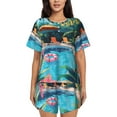 thumbnail image 1 of Lsque Tropical Poolside Relaxation Women's Short-Sleeved Pajama Set - 2 Piece Soft and Lightweight Sleepwear Set-XX-Large, 1 of 9