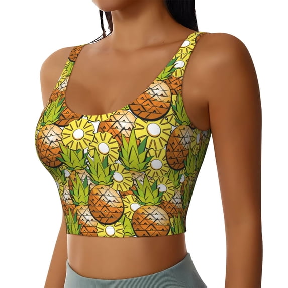 Lsque Tropical Summer Fruit Printed Women'S Sports Bra, Compression, Moisture Wicking, High-Impact Sports Bra For Women,Supportive sports bra-Small