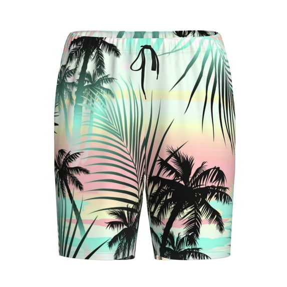 Lsque Tropical Summer Palm Mens Sleep Pajama Shorts,Short Pajama Pants, Cotton Ultra-Soft Knit-Small