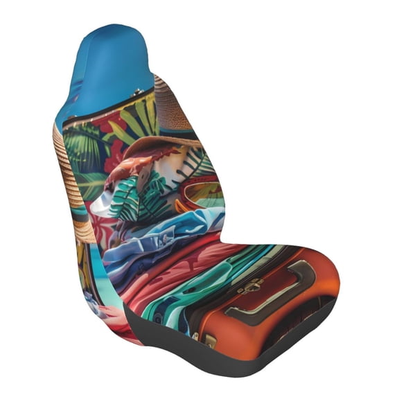 Lsque Tropical Vacation Essentials Pattern Car Seat Covers for Front Seats , Waterproof Seat Covers for Cars, Sporty Front Seat Covers,Car Seat Cover Protector Front Seats