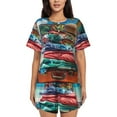 thumbnail image 1 of Lsque Tropical Vacation Essentials Women's Short-Sleeved Pajama Set - 2 Piece Soft and Lightweight Sleepwear Set-Small, 1 of 9