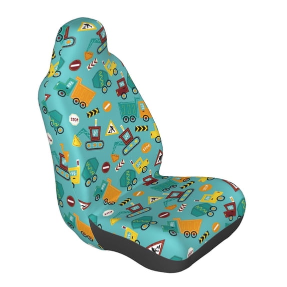 Lsque Trucks And Excavators Pattern Car Seat Covers for Front Seats , Waterproof Seat Covers for Cars, Sporty Front Seat Covers,Car Seat Cover Protector Front Seats