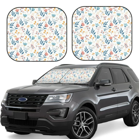 Lsque Tulips Flowers 2 PCS Windshield Sun Shade | CarFoldable Window Covers | Car Accessories Reflect UV for Universal Cars SUV Truck | Small