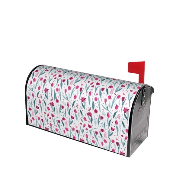 Lsque Tulips Flowers Mailbox Cover Standard Size ,Magnetic Mailbox Covers Post Wraps Letter Box Cover -21x18 in