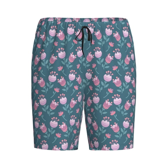 Lsque Tulips Flowers Mens Sleep Pajama Shorts,Short Pajama Pants, Cotton Ultra-Soft Knit-4X-Large