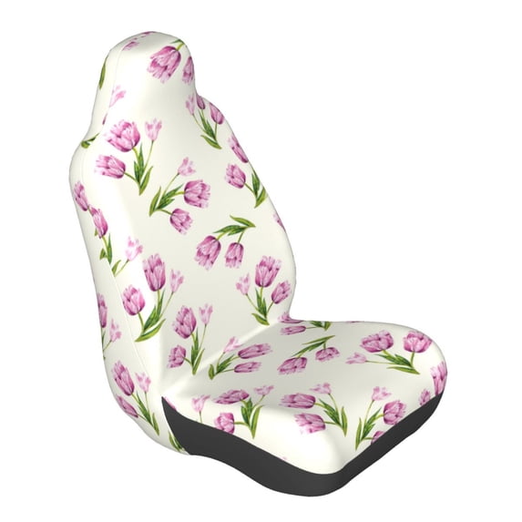 Lsque Tulips Flowers Pattern Car Seat Covers for Front Seats , Waterproof Seat Covers for Cars, Sporty Front Seat Covers,Car Seat Cover Protector Front Seats