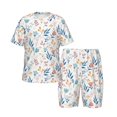 Lsque Tulips Flowers Pattern Girls' Sleeve Top and Shorts Snug Fit