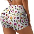 thumbnail image 1 of Lsque Tulips Flowers Pattern High Waisted Biker Shorts for Women-Tummy Control Fitness Athletic Workout Running Yoga Gym Shorts,Moisture-Wicking-Large, 1 of 9