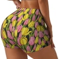 thumbnail image 1 of Lsque Tulips Flowers Pattern High Waisted Biker Shorts for Women-Tummy Control Fitness Athletic Workout Running Yoga Gym Shorts,Moisture-Wicking-Large, 1 of 9