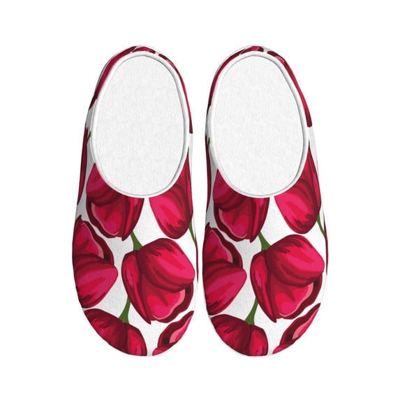 Lsque Tulips Flowers Pattern Womens Comfort Cotton on Scuff With Memory Foam and Anti-skid Sole Slipper-46/47