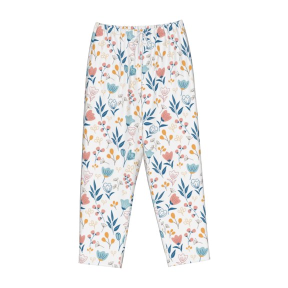 Lsque Tulips Flowers Print Women's Pajama Pants, Lounge Pant - Comfortable Home Wear,Elastic Waistband, Stylish Design-Small