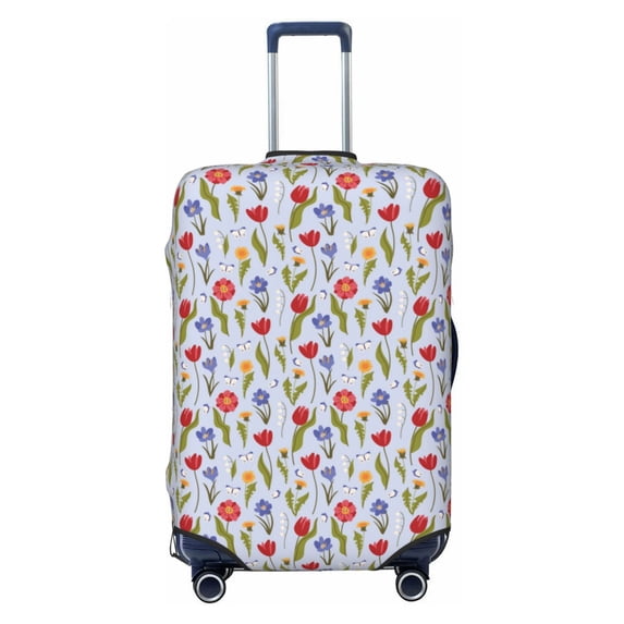 Lsque Tulips Flowers Printed Luggage Cover, Travel Luggage Protector,Scratch and Dirt Resistant, Fits 18-32 Inch Luggage - Large