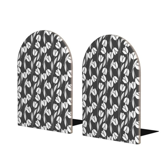 Lsque Tulips Flowers Printed Wood Bookends,Non-Skid Bookend for Shelves,Heavy Duty Support Bookends,Non-Slip Foam Pads for Office, Home, and Library,1 Pair
