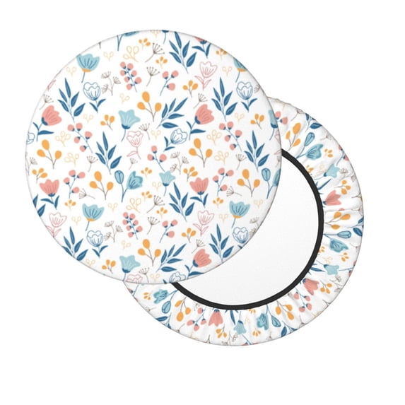 Lsque Tulips Flowers Round Bar chair cushion covers Velvet Fabric Premium Comfort Protects from Scratches and Stains for 14-17 Inch Chair- 13 inch