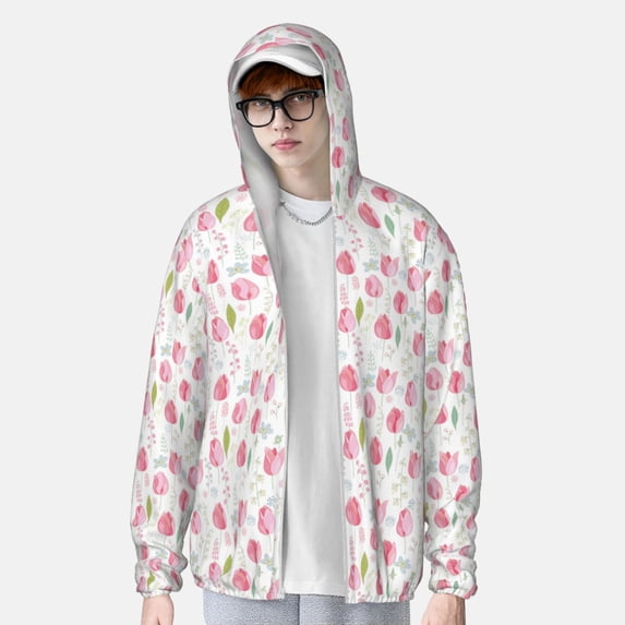 Lsque Tulips Flowers UPF 50+ Lightweight Sun Protection Men's Women's Long Sleeve Shirt, Hoodie Performance -3X-Large