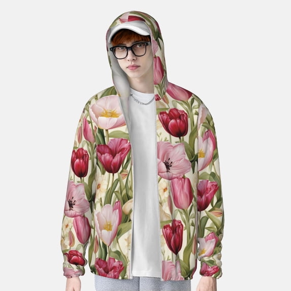 Lsque Tulips Flowers UPF 50+ Lightweight Sun Protection Men's Women's Long Sleeve Shirt, Hoodie Performance -3X-Large