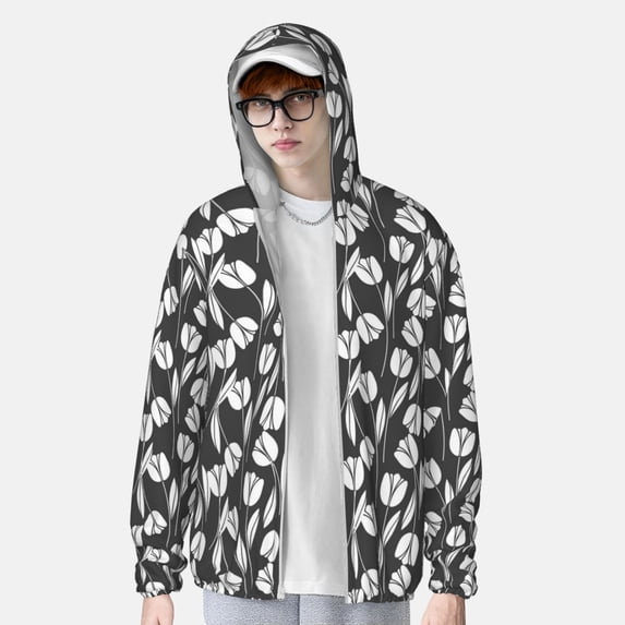 Lsque Tulips Flowers UPF 50+ Lightweight Sun Protection Men's Women's Long Sleeve Shirt, Hoodie Performance -Large